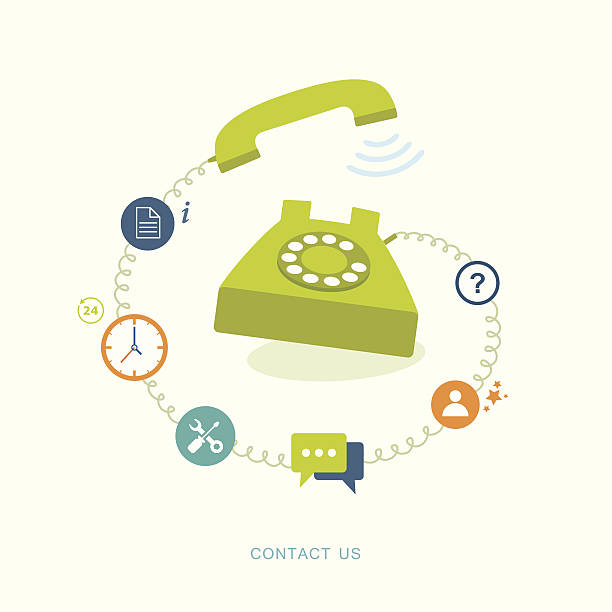 Contact us flat illustration with icons vector art illustration