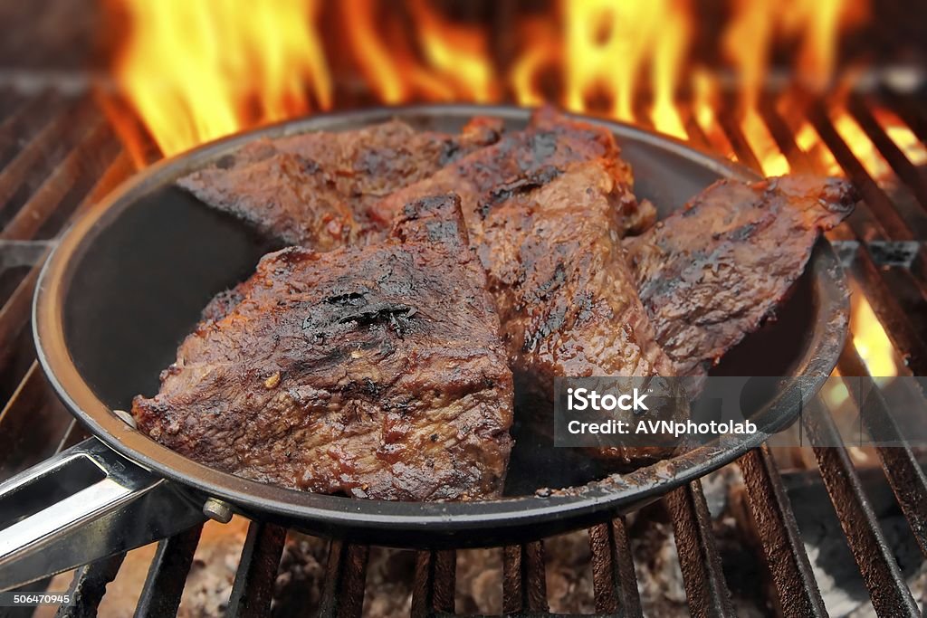Grilled beef steaks Grilled beef steaks and flaming grill in background American Culture Stock Photo