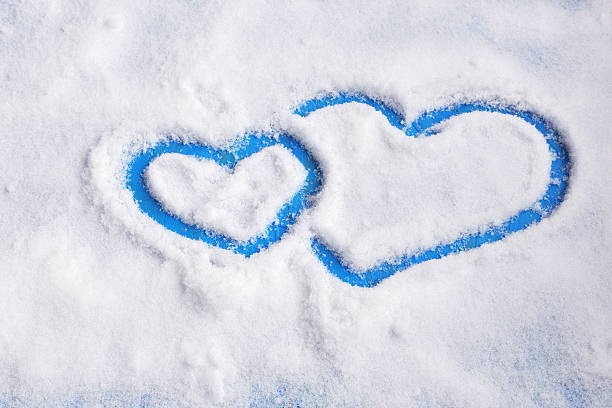 istock The shape of hearts on the snow 506471340