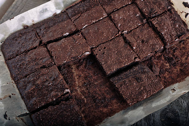 istock Pan of fresh chocolate brownies 506471870