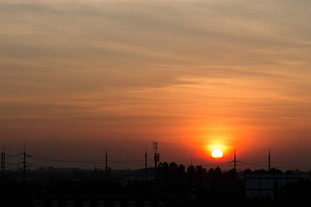 istock Sun, sunset, sunrise. on city, Colorful toned 506472004