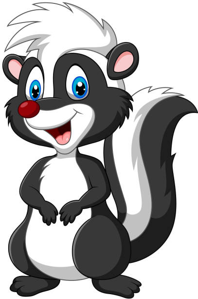 cartoon skunk posing isolated on white background - skunk stock illustrations
