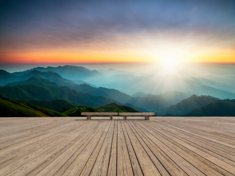 sunrise on the peak, wugong mountain at jiangxi china.