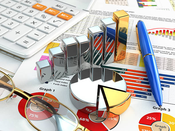 istock Business concept. Calculator, pen, glasses, graph and charts. 506472859