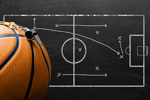 istock Whistle and basketball against game plan 506473654