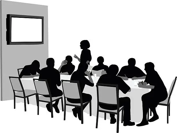Vector illustration of Meeting With Audio Visual Presentation