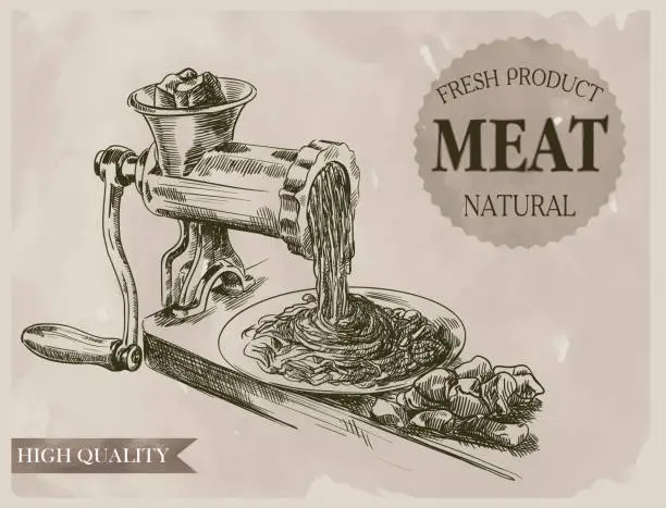 Vector illustration of sketch of meat grinder