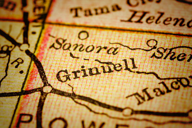Grinnell, Iowa on an Antique map