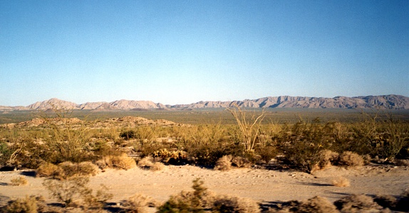 Dry Landscape view from the highway 5 from Mexicali to San Felipe, Baja California 