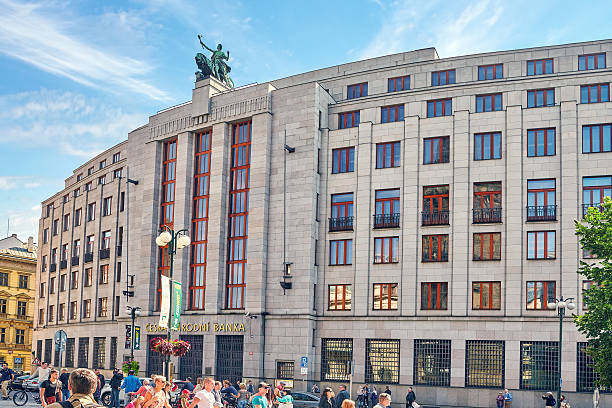 checo national bank. - architecture blue bohemia built structure fotografías e imágenes de stock