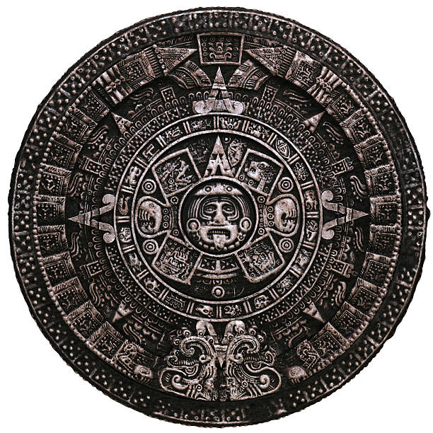 Mayan calendar on white background Mayan calendar on white background aztec civilization photos stock pictures, royalty-free photos & images