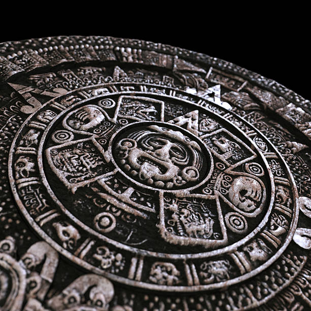 istock Mayan calendar on black background 506484402