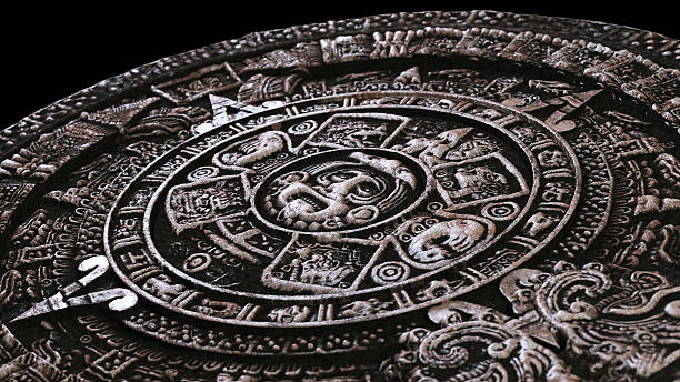 istock Mayan calendar on black background 506484454