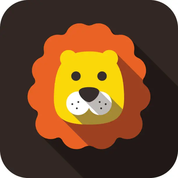 Vector illustration of Lion, Cat face cartoon flat icon design