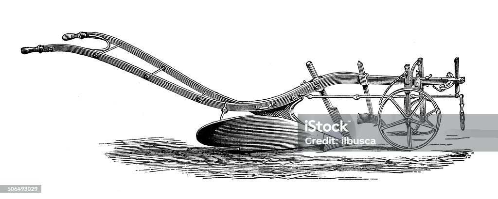 Antique illustration of plough Plow stock illustration