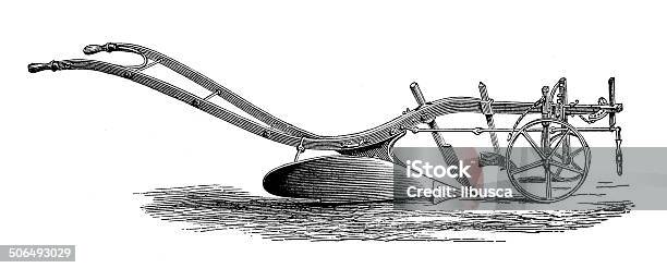 Antique Illustration Of Plough Stock Illustration - Download Image Now - Plow, Black And White, Old