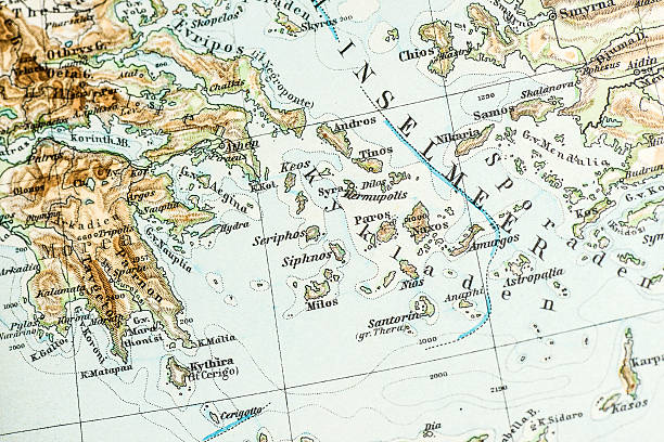 istock Antique German atlas map close up: Greek Islands 506493043