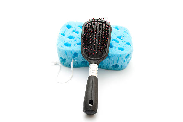 istock Blue Bath Sponge with Plastic Hairbrush 506495445