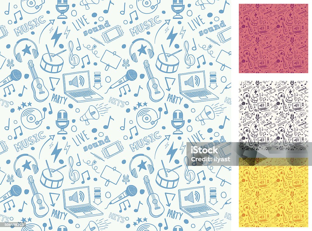 Seamless Music Doodle Pattern Vector background seamless. Doodle music and sound symbols. Music stock vector