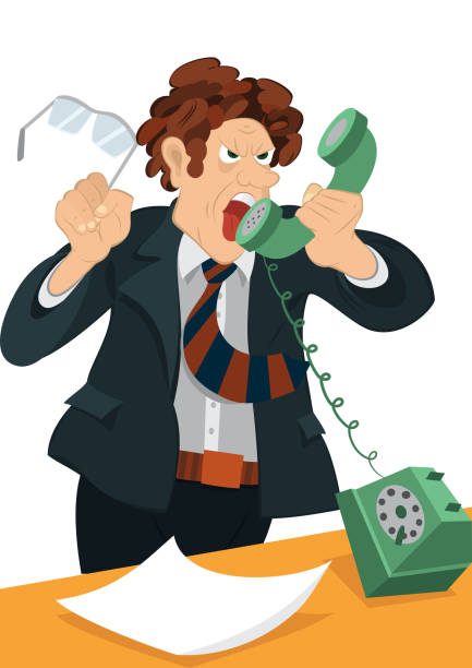istock Retro hipster man yelling in the old fashioned phone 506498467