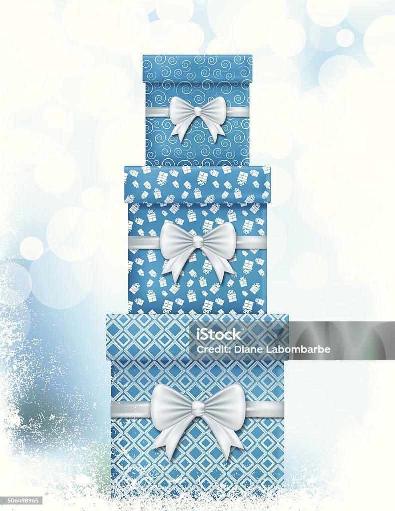 Stos Boże Narodzenie prezenty i Evergreens w Blue - Grafika wektorowa royalty-free (Prezent)