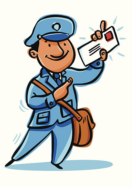 Mailman Delivers A Letter Or Message Stock Illustration - Download Image  Now - Postal Worker, Clip Art, Cartoon - iStock