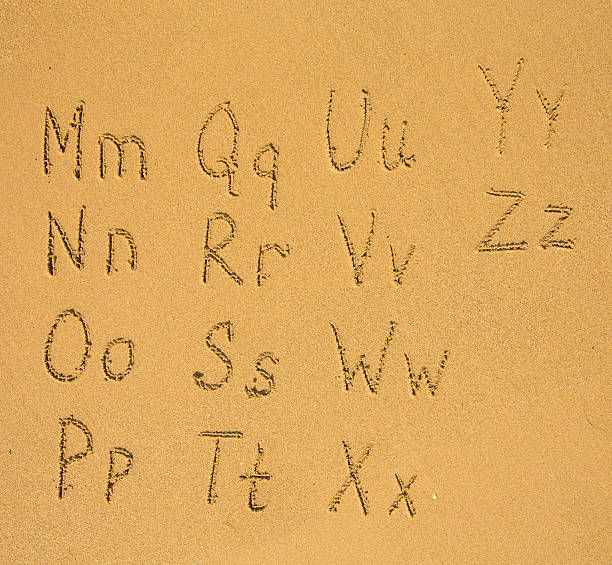istock Alphabet written on a sand beach.(M-Z) 506500743