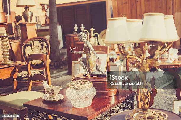 Flea Market In Italy Stock Photo - Download Image Now - Antique, Furniture, Flea Market