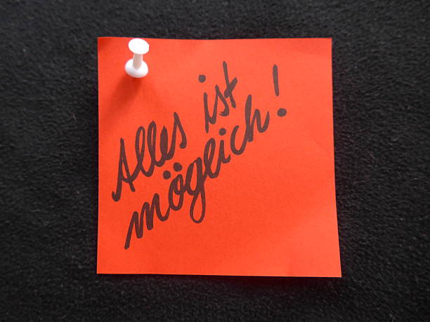 istock sticky note with words in English: 