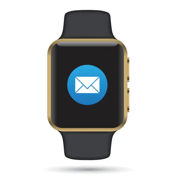 Vector illustration of Vector Mail App on Smartwatch.