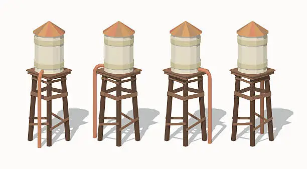Vector illustration of Old water tower