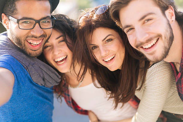 istock Group of fiends taking a selfie in Barcelona. 506505436