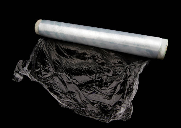 istock Roll of white wrapping plastic stretch film 506509624