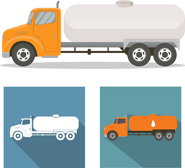 illustrations, cliparts, dessins animés et icônes de débardeur camion - truck fuel tanker oil semi truck