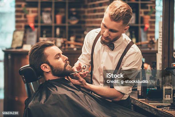 Beard Grooming Stock Photo - Download Image Now - Barber Shop, Barber, Men