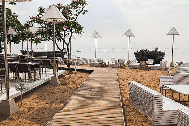 istock restaurant sunset on the beach 506517586