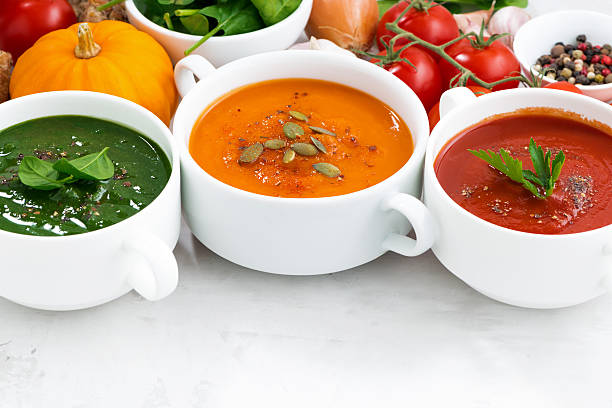 istock assortment of vegetable cream soups and ingredients 506518758