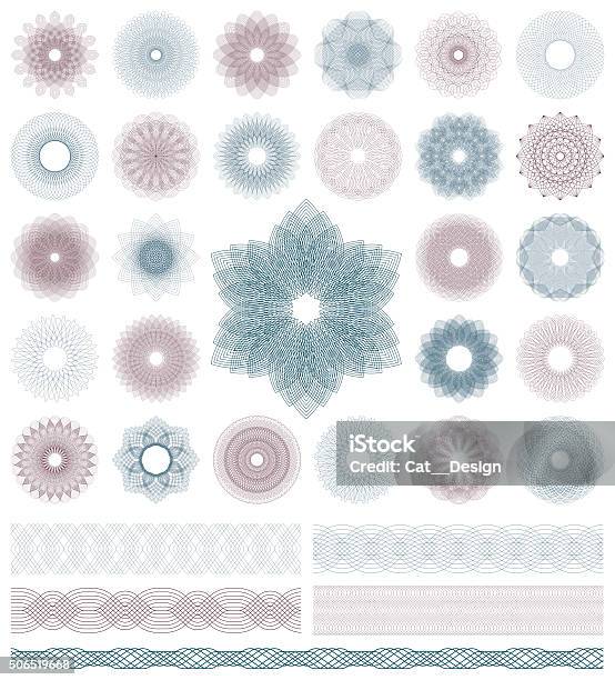 Set Of Guilloche Decorative Elements Vector Illustration Stock Illustration - Download Image Now