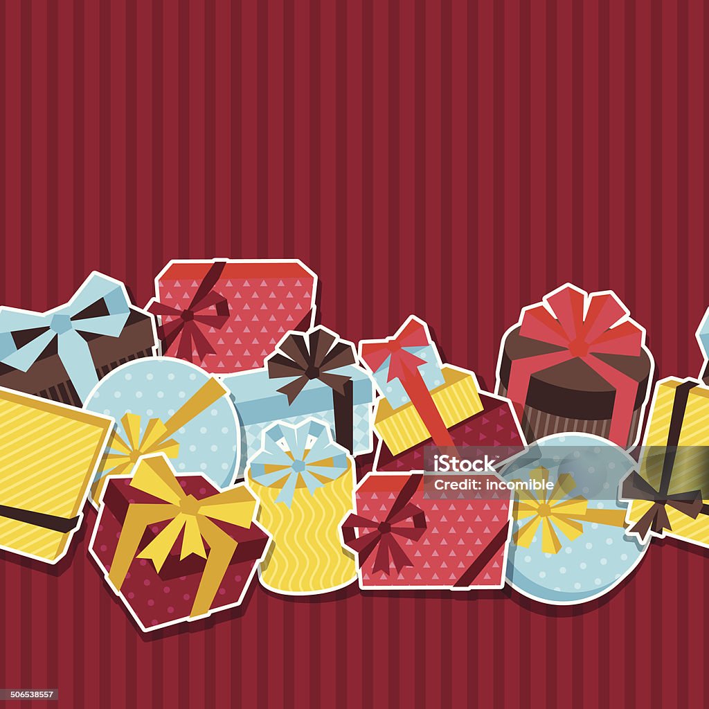 Gift Pattern Sticker Seamless Celebration Pattern With Sticker Gift Boxes Stock Illustration ...