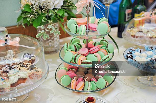 Elegant And Luxurious Event Arrangement With Colorful Macaroons Stock Photo - Download Image Now