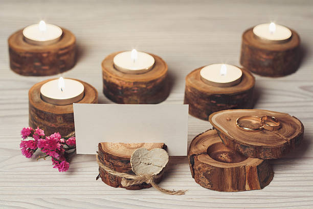 istock Rings box and card holder in rustic style 506541560
