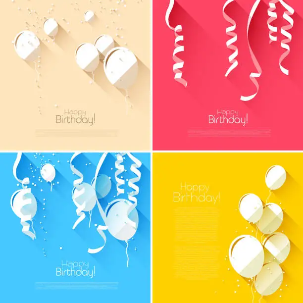 Vector illustration of Flat style birthday backgrounds