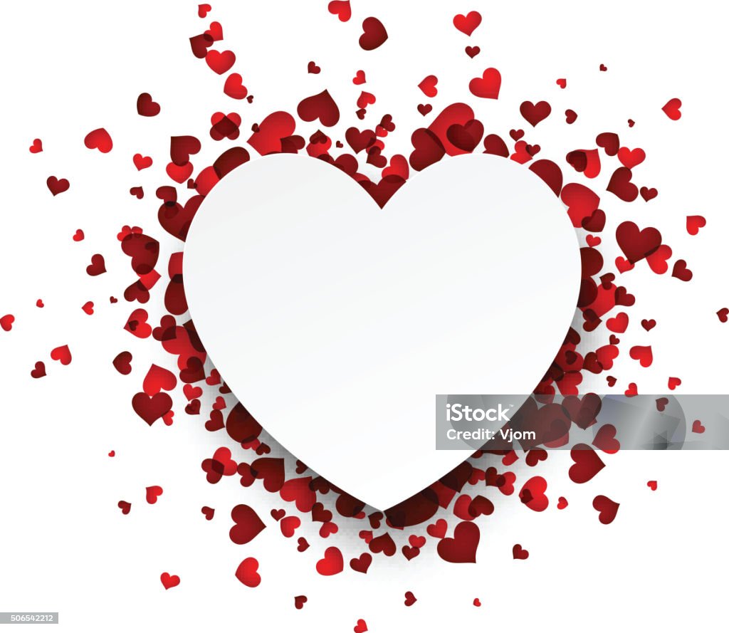 Card with red hearts Romantic card with red hearts. Vector paper illustration. Art stock vector