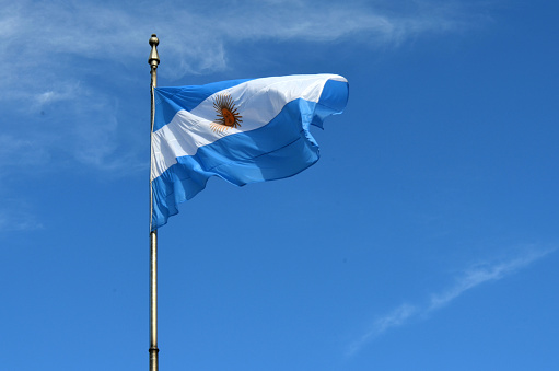 Argentine flag undulating in the wind