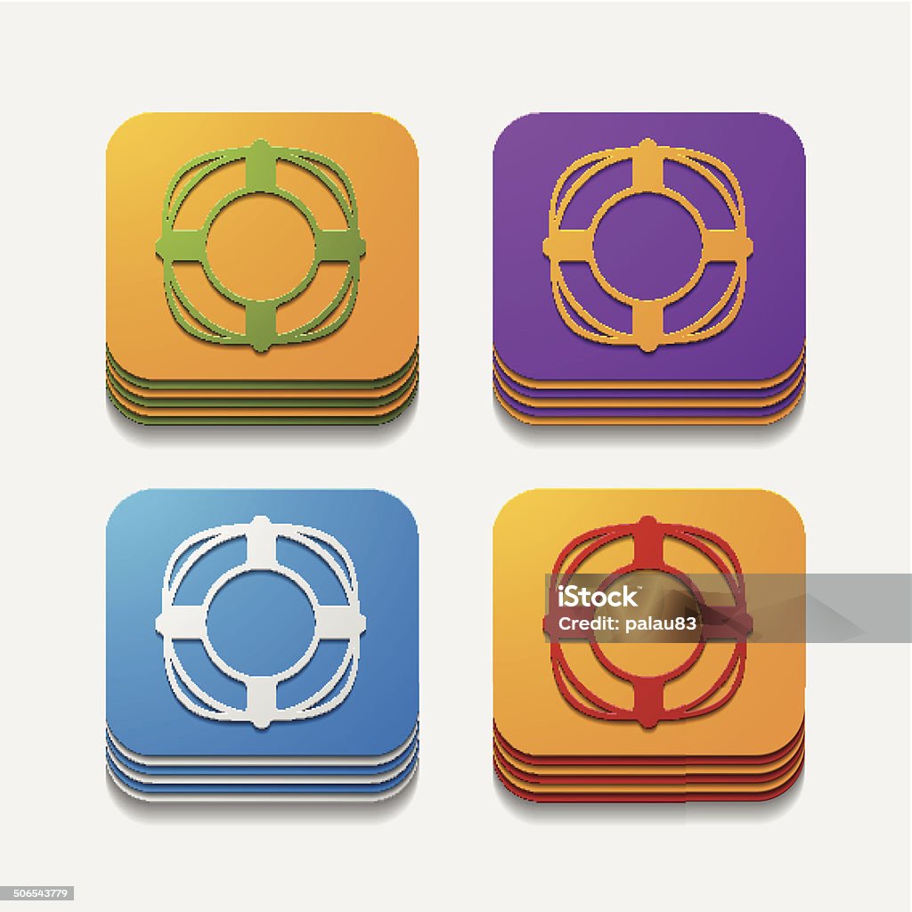 Bouton carré: lifebuoy - clipart vectoriel de Application mobile libre de droits