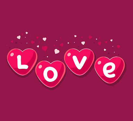 Vector illustration of lovely red hearts on dark  background. Art design for Valentine's Day greetings and card, web, banner, poster, flyer, brochure, print.