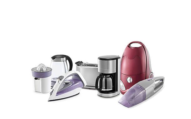 Small Kitchen Appliances Household equipments on white background household equipment stock pictures, royalty-free photos & images