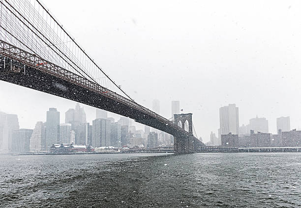istock Brooklyn Bridge and East river under heavy snow 506546508