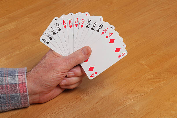 ACOL Contract Bridge Hand. Opening two clubs. stock photo