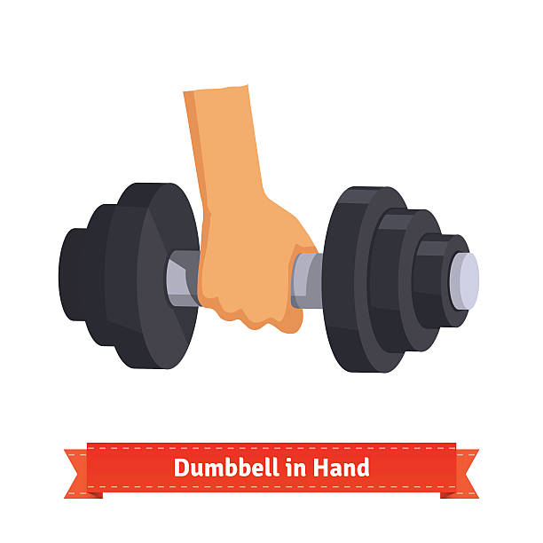 schwere hantel in der hand - muscular build action human muscle black and white stock-grafiken, -clipart, -cartoons und -symbole